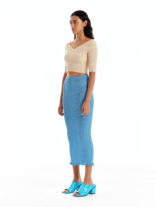 Eenk Uvina Wide V-Neck Knit Top - Light Yellow
