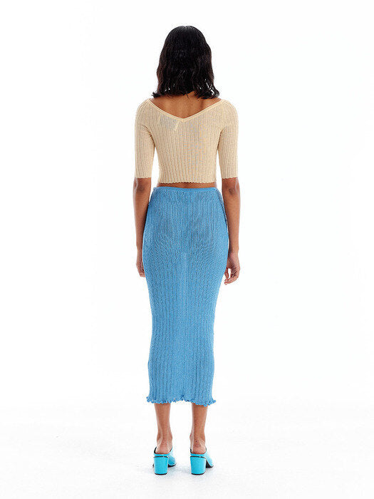 Eenk Uvina Wide V-Neck Knit Top - Light Yellow