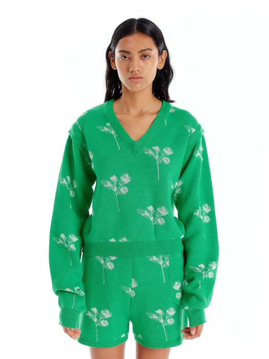 Eenk Uenna Jacquard Knit Vest Pullover - Green