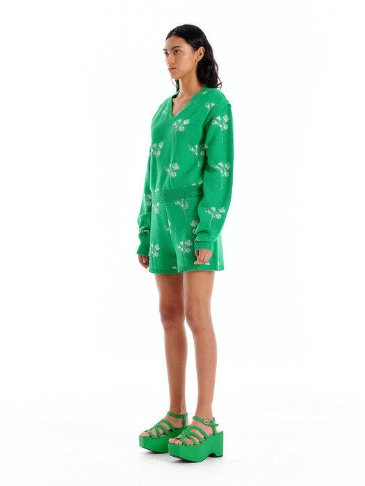 Eenk Uenna Jacquard Knit Vest Pullover - Green