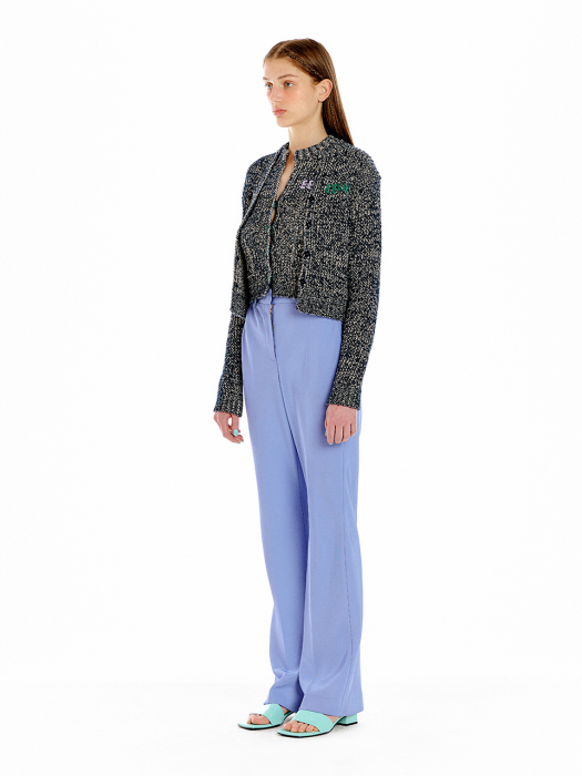 Eenk Urban Textured Knit Cardigan - Navy/Beige