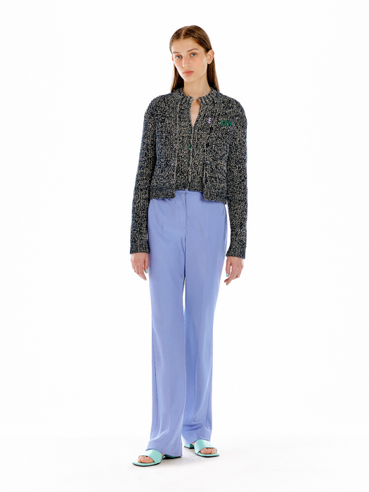 Eenk Urban Textured Knit Cardigan - Navy/Beige