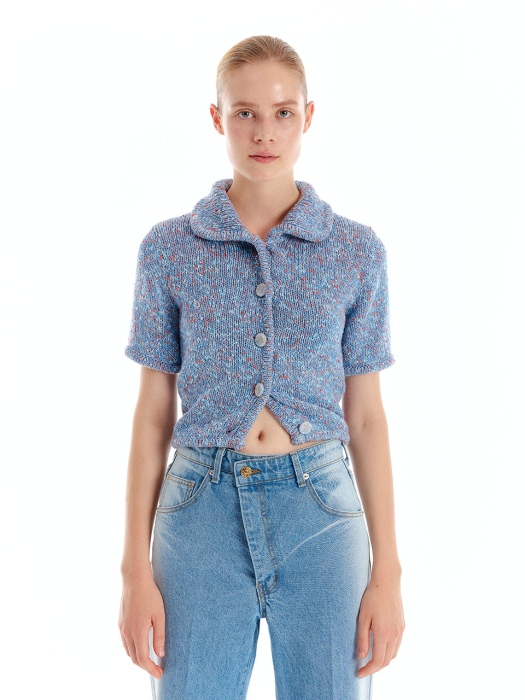 Eenk Universe Half Sleeve Knit Shirt - Blue/Orange/White Multi