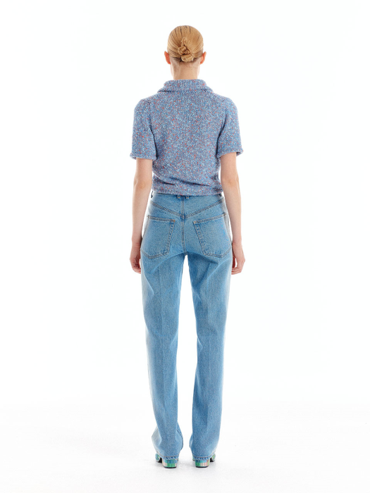 Eenk Universe Half Sleeve Knit Shirt - Blue/Orange/White Multi