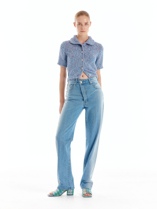 Eenk Universe Half Sleeve Knit Shirt - Blue/Orange/White Multi