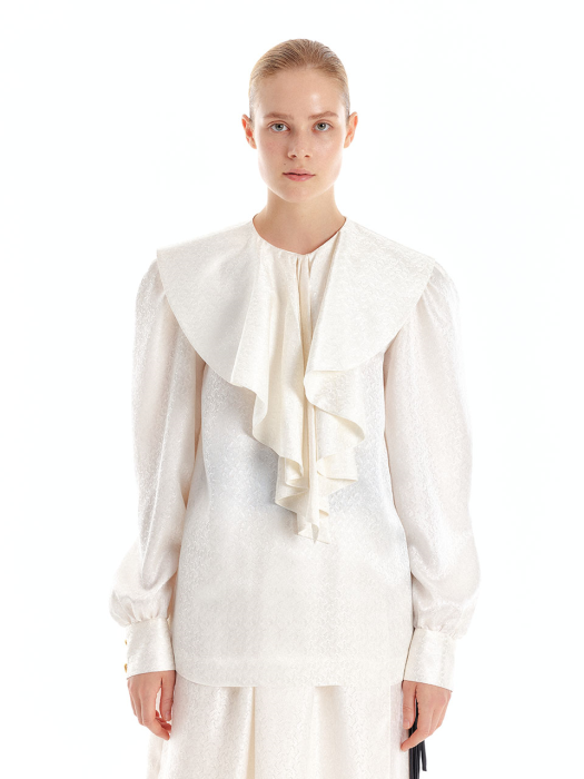 Eenk Urince Ruffled Collar Silk Blouse - Ivory