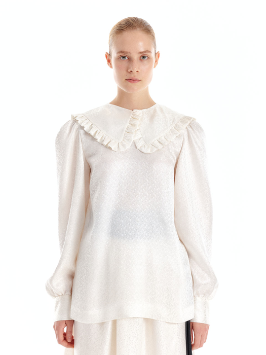 Eenk Urince Frilled Collar Silk Blouse - Ivory