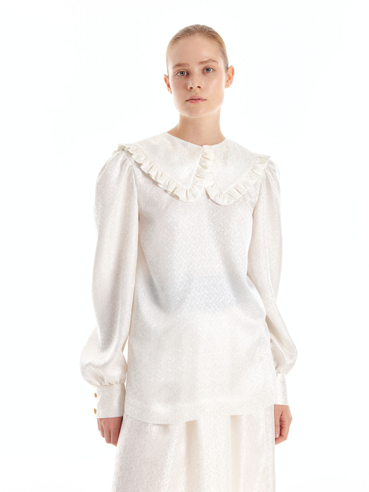 Eenk Urince Frilled Collar Silk Blouse - Ivory