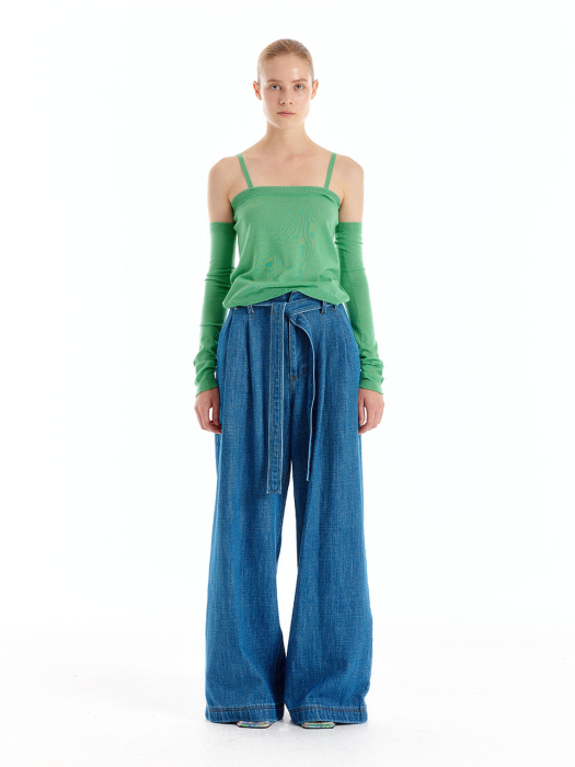 [EENK] Uhaio Two-Tuck Wide Denim Pants - Denim Blue