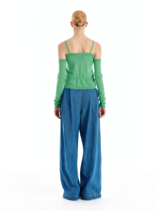 [EENK] Uhaio Two-Tuck Wide Denim Pants - Denim Blue