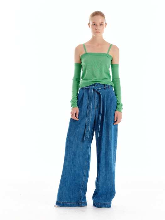 [EENK] Uhaio Two-Tuck Wide Denim Pants - Denim Blue