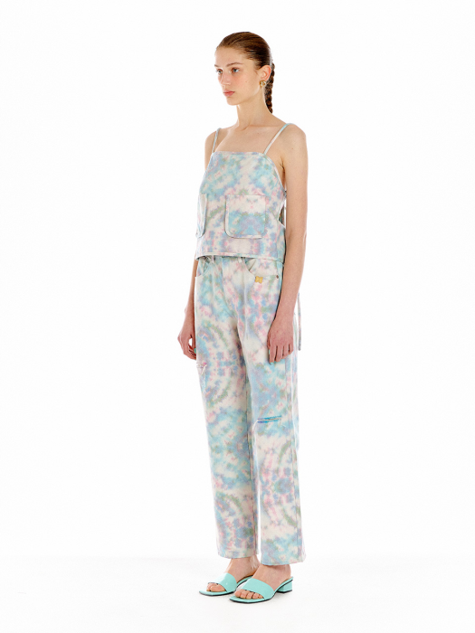 [EENK] Unique Distressed Denim Pants - White/Pink/Blue Multi
