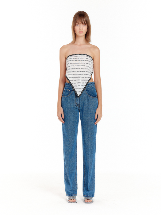 [EENK] Ulit Back-Slit Denim Pants - Denim Blue