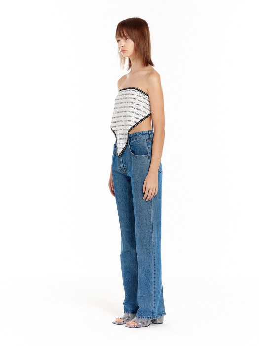 [EENK] Ulit Back-Slit Denim Pants - Denim Blue