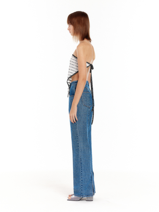 [EENK] Ulit Back-Slit Denim Pants - Denim Blue