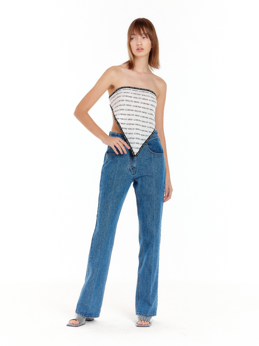 [EENK] Ulit Back-Slit Denim Pants - Denim Blue