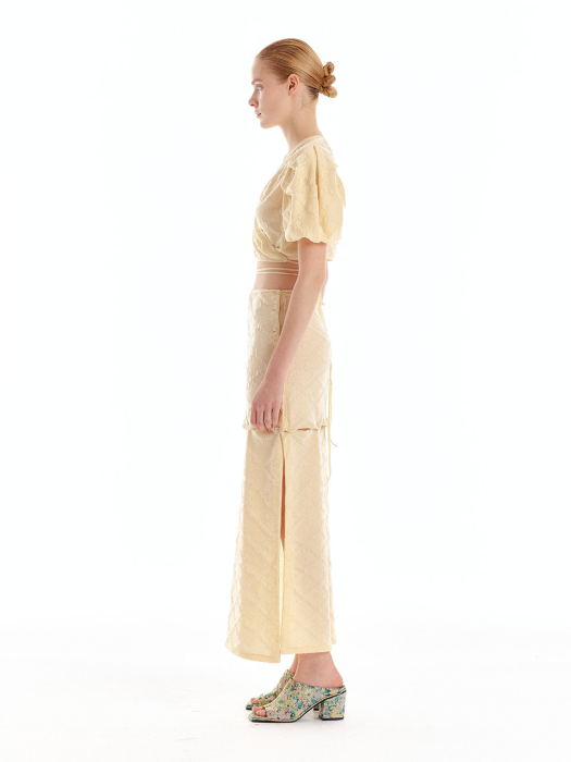 Eenk Uee Transformative Logo Jacquard Skirt - Light Yellow