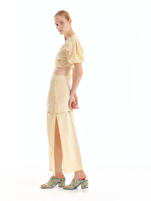 Eenk Uee Transformative Logo Jacquard Skirt - Light Yellow
