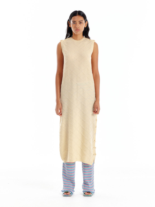 Eenk Uouo Logo Jacquard Knit Dress - Light Yellow