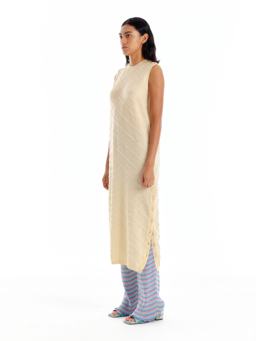 Eenk Uouo Logo Jacquard Knit Dress - Light Yellow