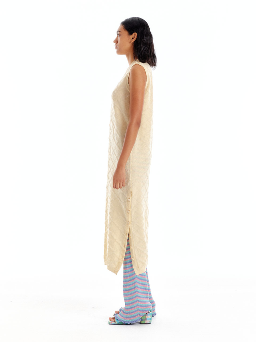 Eenk Uouo Logo Jacquard Knit Dress - Light Yellow