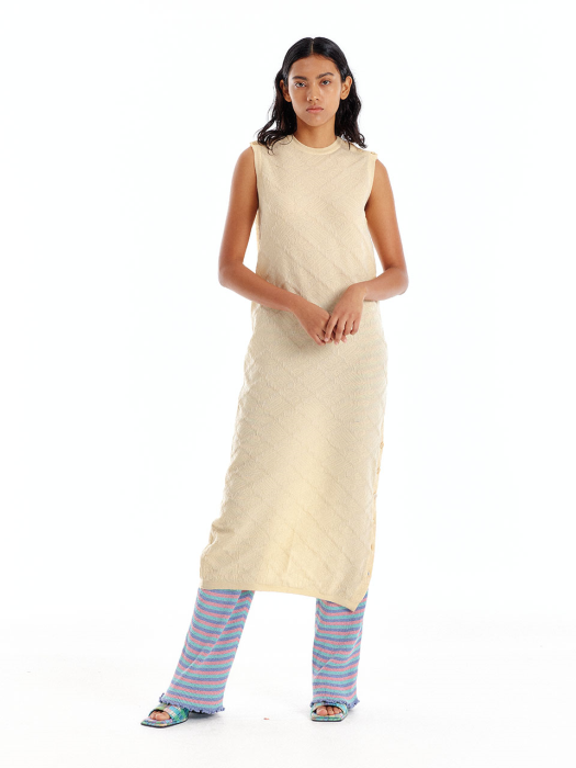Eenk Uouo Logo Jacquard Knit Dress - Light Yellow