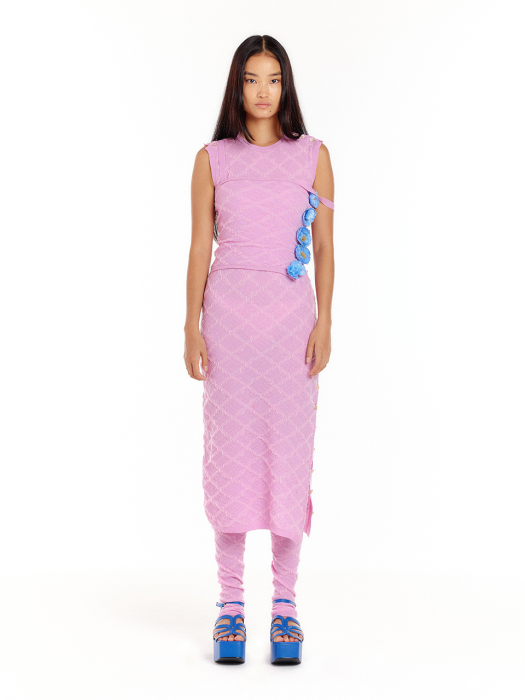 Eenk Uouo Logo Jacquard Knit Dress - Light Pink