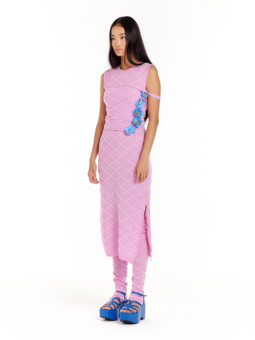 Eenk Uouo Logo Jacquard Knit Dress - Light Pink