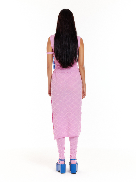 Eenk Udee Logo Jacquard Sleeveless Knit Top - Light Pink