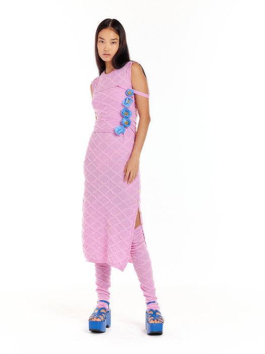 Eenk Udee Logo Jacquard Sleeveless Knit Top - Light Pink