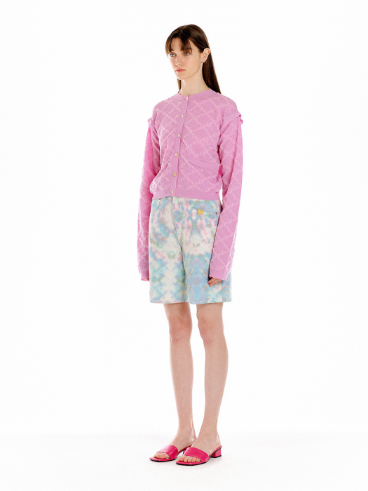 Eenk Ukee Logo Jacquard Knit Cardigan - Light Pink