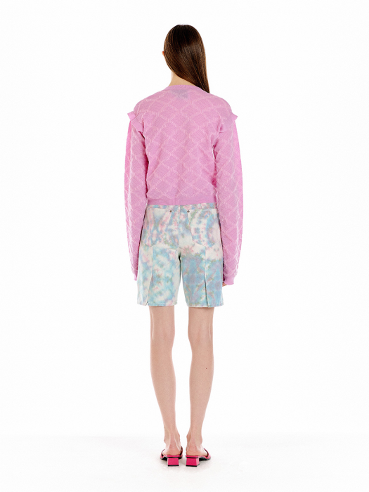 Eenk Ukee Logo Jacquard Knit Cardigan - Light Pink
