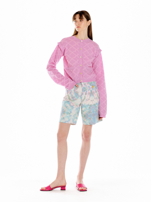 Eenk Ukee Logo Jacquard Knit Cardigan - Light Pink