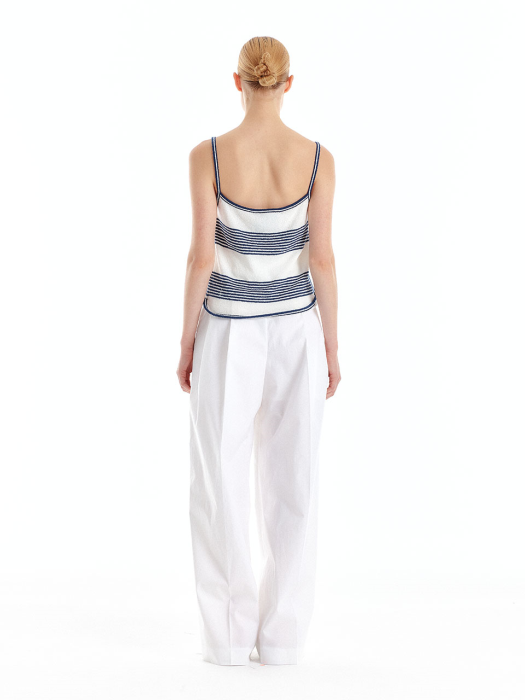 Eenk Uzet Stripe Knit Top - Ivory/Navy