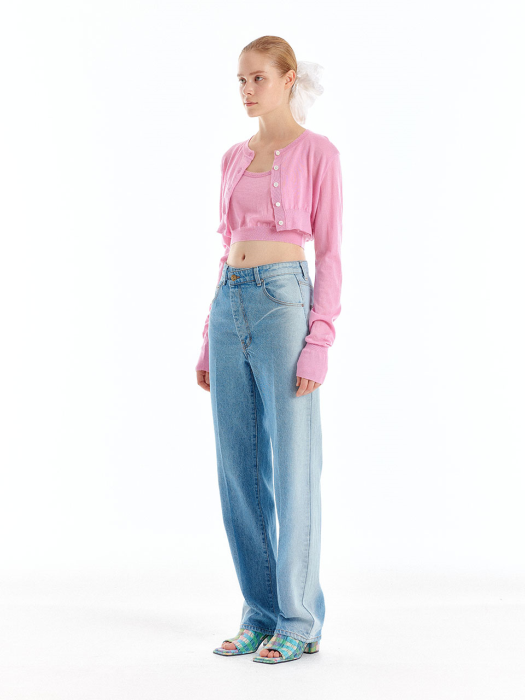 Eenk Uri Cashmere Crop Cardigan - Light Pink