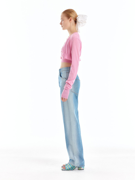 Eenk Uri Cashmere Crop Cardigan - Light Pink