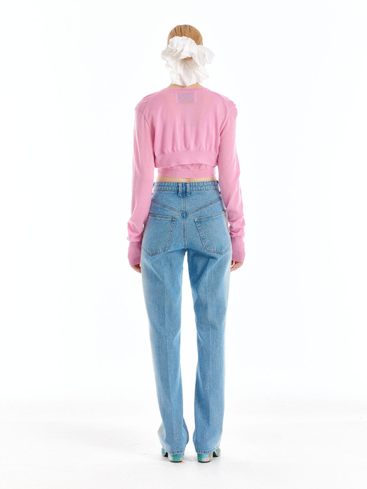 Eenk Uri Cashmere Crop Cardigan - Light Pink