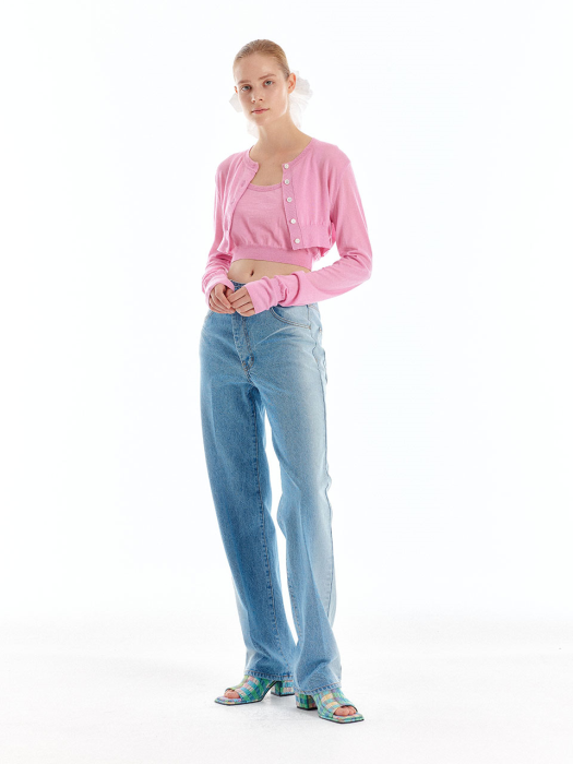 Eenk Uri Cashmere Crop Cardigan - Light Pink