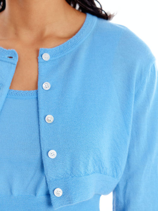 Eenk Uri Cashmere Crop Cardigan - Light Blue