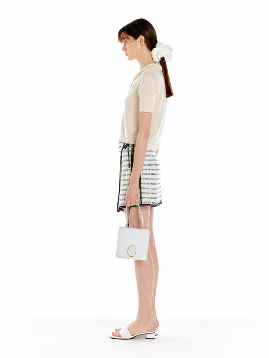 [EENK] Unita Lettering Knit Wrap Skirt - White/Black