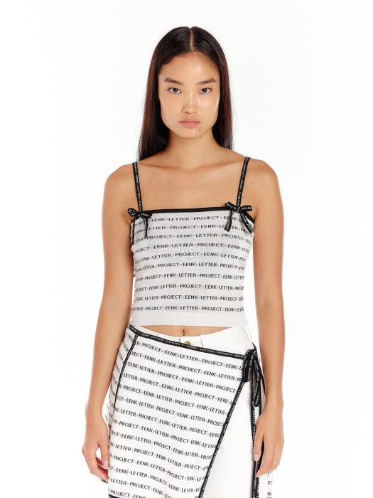 Eenk Unit Lettering Knit Tank Top - White/Black