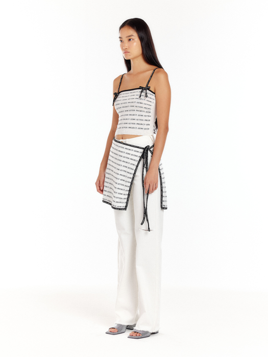 Eenk Unit Lettering Knit Tank Top - White/Black