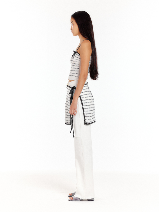 Eenk Unit Lettering Knit Tank Top - White/Black