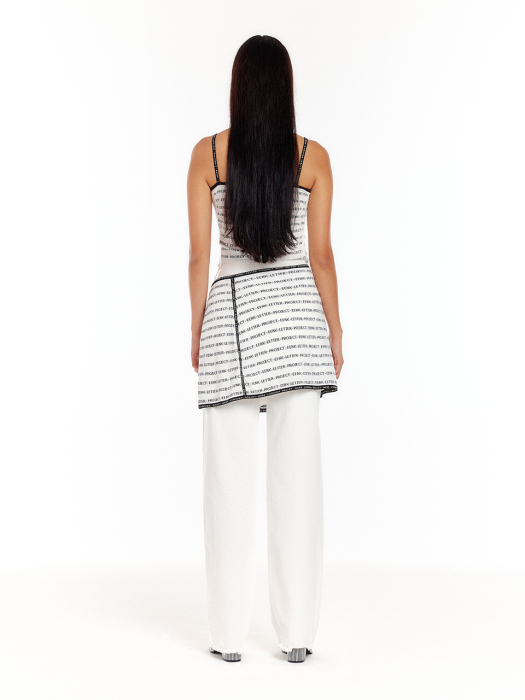Eenk Unit Lettering Knit Tank Top - White/Black