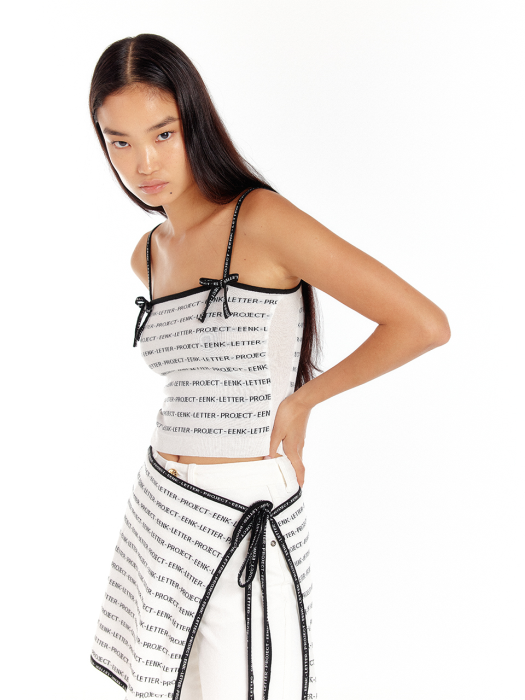 Eenk Unit Lettering Knit Tank Top - White/Black