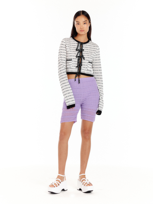 [EENK] Unity Lettering Short Cardigan - White/Black