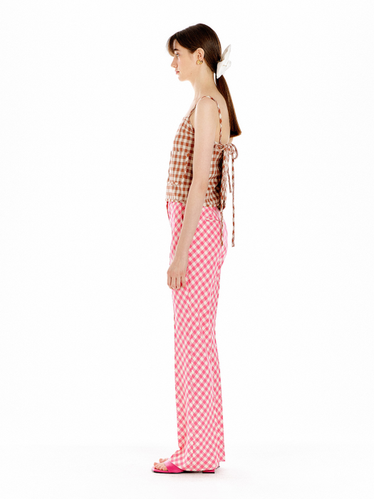 Eenk Ukka Front Pocket String Top - Brown Check