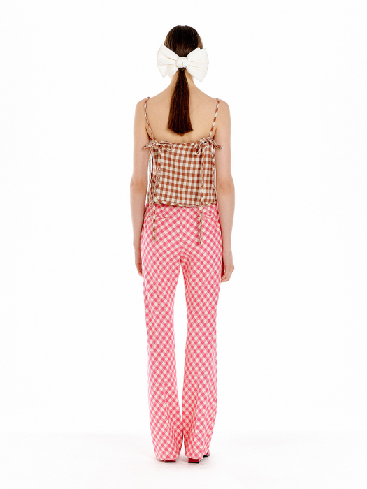 Eenk Ukka Front Pocket String Top - Brown Check