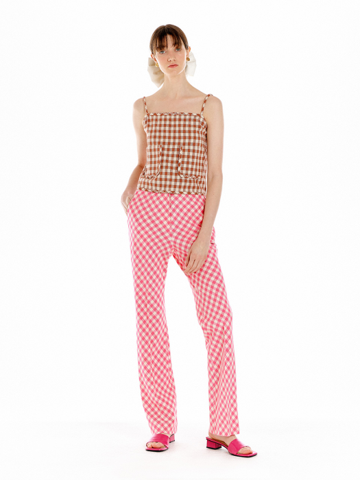 Eenk Ukka Front Pocket String Top - Brown Check