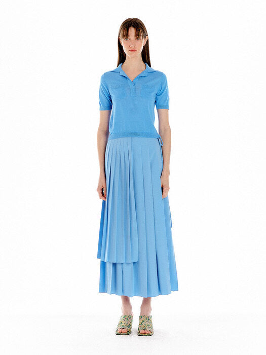 Eenk UK Short Sleeve Polo Knit - Light Blue